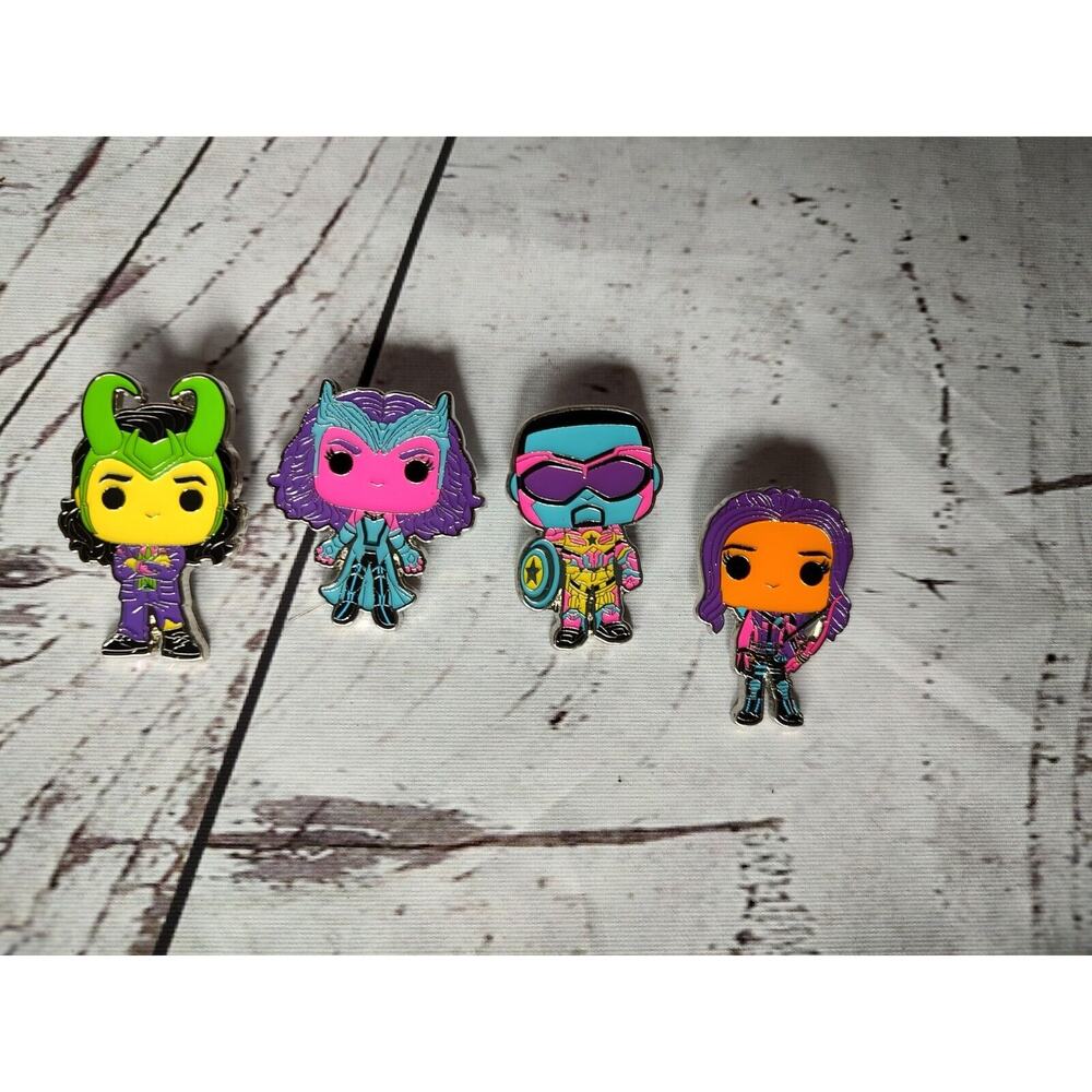 Funko POP! Marvel 4pk Black Light Enamel Pin Set NO BACKS